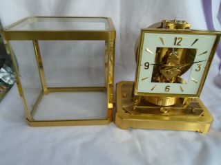 RARE SQUARE DIAL 1965 VINTAGE JAEGER LECOULTRE ATMOS CLOCK 528 - 6 FULLY SERVICED 10