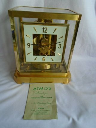 Rare Square Dial 1965 Vintage Jaeger Lecoultre Atmos Clock 528 - 6 Fully Serviced