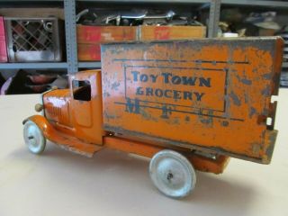 Metalcraft Vintage Toy Town Delivery Box Truck Stamped Steel Pressed Steel 2