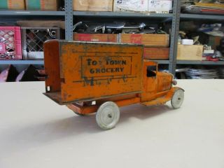 Metalcraft Vintage Toy Town Delivery Box Truck Stamped Steel Pressed Steel 3