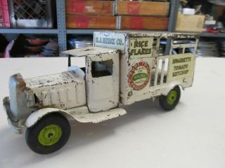 Metalcraft Vintage Toy Hienz Delivery Box Truck Stamped Steel Pressed Steel