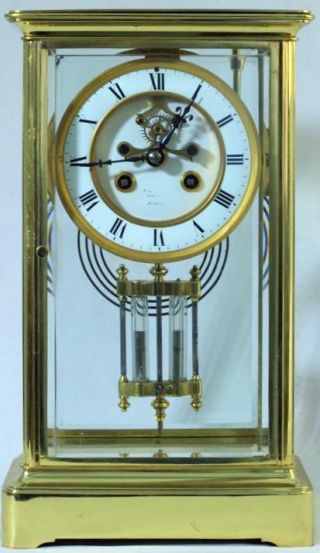 Tiffany & Co Antique French 8 Day Crystal Regulator Open Escapement Mantle Clock