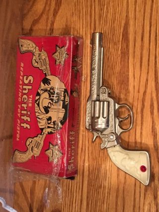 Vintage 1940’s Cast Iron Sheriff Cap Gun And Unfired MIB - Boxed - 3