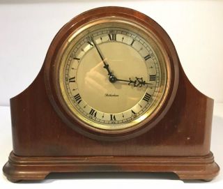 Vintage English Made Rotherham Mechanical Wood Cased Mantle Clock,  Runs Stops