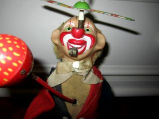 Vintage Battery operated Tin Toy clown Made In Japan Lighted Ball Moves 6