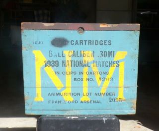 1939 Blue And Yellow National Matches Match Grade Ammunition Crate