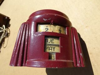 KAL KLOK NOVELTY TAPE MEASURE CALENDAR ROTARY DIAL SHELF CLOCK VINTAGE 1930 ' s 2
