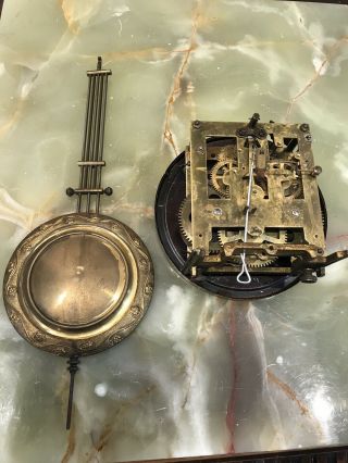 VINTAGE ANTIQUE GERMANY F M S STRIKING WALL CLOCK WITH BRASS PENDULUM 8