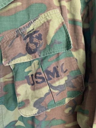 US Marine 1969 ERDL Vietnam Rip Stop Camo Shirt - Jacket MED - REG 3