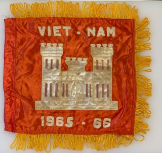 Us Army Engineers " Vietnam 1965 - 66 " Theater - Made Hand Embroidered Flag