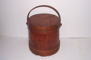 Vintage Antique Primitive Wooden Firkin Sugar Bucket Maine England