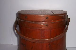 Vintage Antique Primitive Wooden Firkin Sugar Bucket Maine England 3