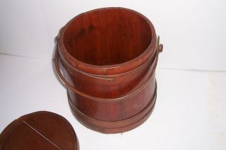 Vintage Antique Primitive Wooden Firkin Sugar Bucket Maine England 5