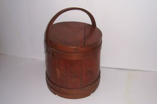 Vintage Antique Primitive Wooden Firkin Sugar Bucket Maine England 8