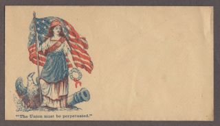Civil War Patriotic Cover Lady Liberty,  Us Flag,  Eagle,  Cannon