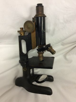 Vintage Antique Bausch & Lomb Brass Microscope w/ Dovetailed Wood Case 3