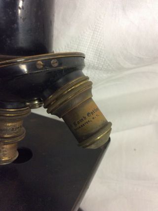 Vintage Antique Bausch & Lomb Brass Microscope w/ Dovetailed Wood Case 5