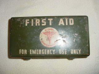 Vintage Ww2 Us Army First Aid Emergency Kit Metal Box Complete With Accessories