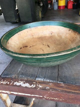 Early Vintage American Antique Wood Dough Bowl Patina Primitive 19th Century 16”