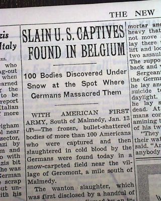 Malmedy Massacre American Captives Killed Battle Of The Bulge Wwii1945 Newspaper