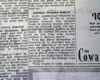 MALMEDY MASSACRE American Captives Killed Battle of the Bulge WWII1945 Newspaper 3