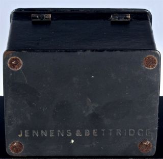 FINE c1850 JENNENS & BETTRIDGE MOTHER OF PEARL INLAID PAPER MACHE TEA CADDY BOX 8