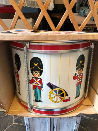 Rare Vintage J.  Chein & Co.  Toy Tin Drum Litho Parade Drum With Snares