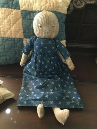 Early Primitive Handmade Cloth Rag Doll - Artist Made