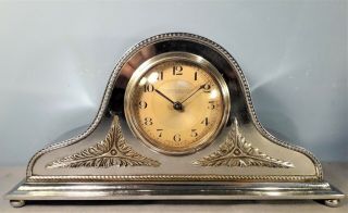 Antique French Chrome Art Deco Mantel Clock,  Order