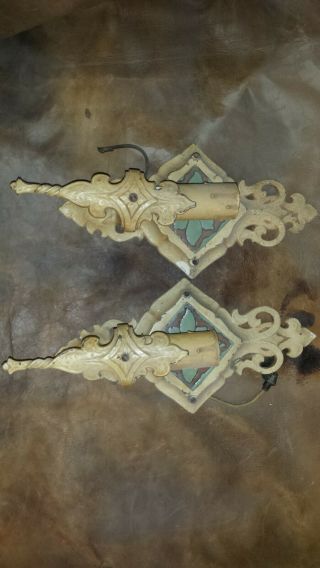 Pair Arts & Crafts,  Mission,  Tudor Wall Sconces.  California Tile