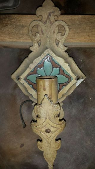 Pair Arts & Crafts,  Mission,  tudor WALL SCONCES.  CALIFORNIA Tile 8