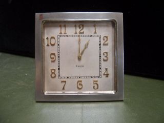 Antique Art Deco Design Swiss Made " Eterna " Silver Plate Easel Clock