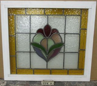 MID SIZED OLD ENGLISH LEADED STAINED GLASS WINDOW Bordered Floral 24 