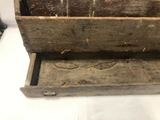 Old Vintage Antique Large Wooden Carpenters Tool Box Primitive Carrying Caddy 5