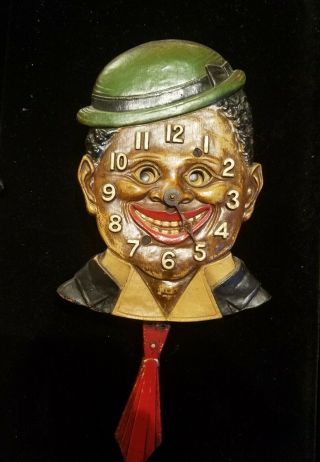 Lux Black Man Face Clock With Moving Eyes (rare)