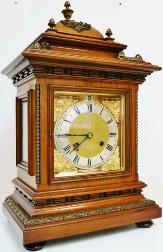 Antique RMS 1/4 Striking Carved Walnut 8 Day Ting Tang Musical Bracket Clock 2