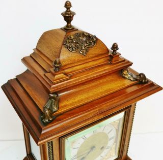 Antique RMS 1/4 Striking Carved Walnut 8 Day Ting Tang Musical Bracket Clock 4