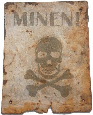 Germany Plate Sign Ww2 Mines Wwii Skull And Bones Military German Minen