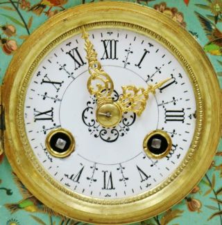Wow Rare Antique French Hand Painted Panels & Bronze 8 Day Carriage Mantel Clock 8