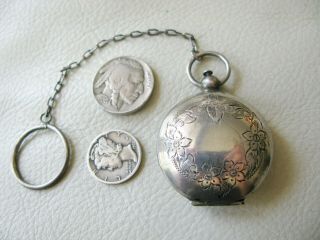 Antique Art Nouveau Sterling Silver Chatelaine Purse Coin Holder