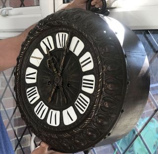 ANTIQUE HUGE JUNGHANS ART NOUVEAU EXTRA BRASS WALL CLOCK @ 1890 3