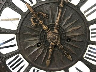 ANTIQUE HUGE JUNGHANS ART NOUVEAU EXTRA BRASS WALL CLOCK @ 1890 4