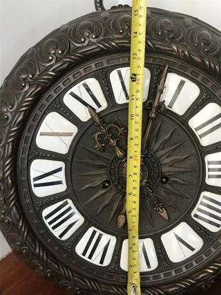 ANTIQUE HUGE JUNGHANS ART NOUVEAU EXTRA BRASS WALL CLOCK @ 1890 8