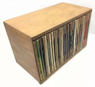Vtg.  Hand Crafted LP Storage Cabinet / Bin Style Vinyl Record Organizer 32 slots 12