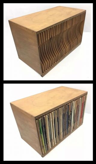 Vtg.  Hand Crafted Lp Storage Cabinet / Bin Style Vinyl Record Organizer 32 Slots