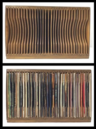 Vtg.  Hand Crafted LP Storage Cabinet / Bin Style Vinyl Record Organizer 32 slots 3