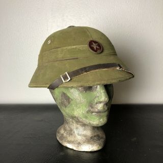 Vietnam War Nva North Vietnamese Army Pith Helmet Vtg Green