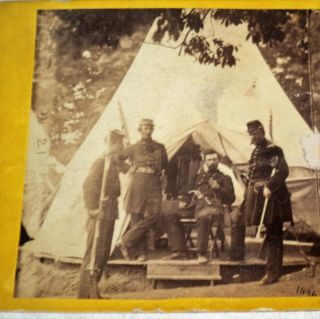 Vintage Stereoview Civil War Army Of The Potomac Camp Life - Gen.  Neal Dow 