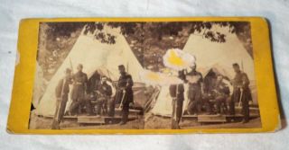 Vintage Stereoview Civil War Army of the Potomac Camp Life - Gen.  Neal Dow ' s Tent 3