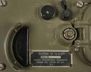 Vintage TA - 312/PT Military Field Phone Radio Engineering Products - Telephone - USA 6
